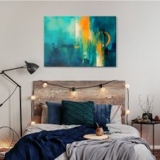 Obraz na płótnie - 100x70 cm Abstrakcja w turkusie  (1-0653)