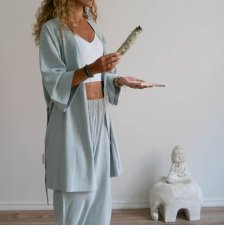 Kimono lniane na lato szalwia