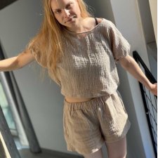Letni set szorty i top - lniany muslin