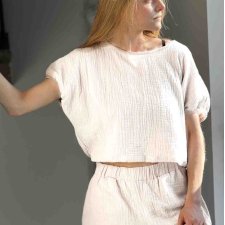 Letni set szorty i top - lniany muslin