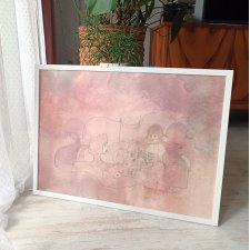 Obraz akwarela gwasz 1989 sygnowany 70*50 cm
