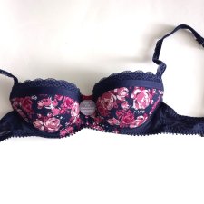 Granatowy biustonosz push-up Marks&Spencer