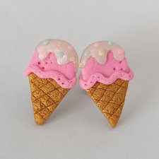 Kolczyki Różowe Lody w Rożku