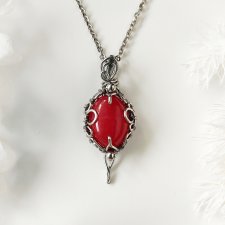 Naszyjnik Jadeit "Nár“ stal chirurgiczna wisiorek handmade wirewrapping