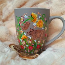 Mini misie łąkowe ręcznie malowany kubek 270 ml.