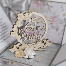 25 rocznica ślubu, srebrne gody, exploding box, kartka 3d