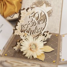 50 rocznica ślubu, złote gody, exploding box, kartka 3d
