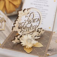 50 rocznica ślubu, złote gody, exploding box, kartka 3d