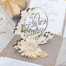 50 rocznica ślubu, złote gody, exploding box, kartka 3d