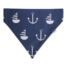 Dwustronna bandana dla psa – wzór marynarski / granat gładki – rozm. M (424779)