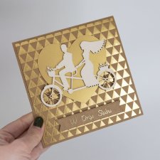 Ślubna kartka dla rowerzystów kolarzy