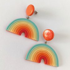 Kolorowe kolczyki retro tęcza
