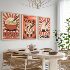 ZESTAW PLAKATÓW 30x40 cm Sushi Ramen Onigiri (set207)
