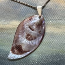 Perłowy liść - Silver 925 i naturalna macica perłowa  wisior