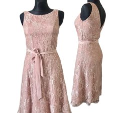 Piękna sukienka Vintage  Laura Ashley koronka Pudrowy Róż na ślub wesele