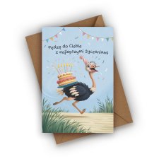KARTKA URODZINOWA- PĘDZĘ DO CIEBIE Z NAJLEPSZYMI ŻYCZENIAMI!