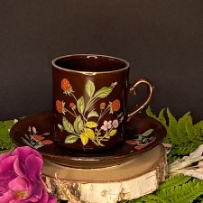 Niemiecka porcelana Kronester filiżanka i spodek wzór poziomki