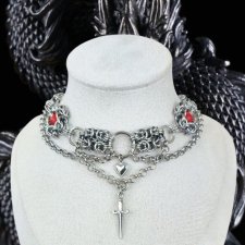 Choler fantasy gothic stal chirurgiczna czerwony turkus chainmaille
