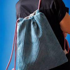 Niebieska torba plecak 2w1 sztruks