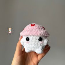 Szydełkowa maskotka grzybek - "Amorek", różowa maskotka handmade, pluszak dla dziecka