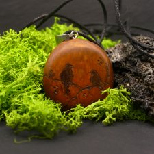 Wisiorek "Ptaki" - pirografia, brzoza, wypalane w drewnie, handmade, dla niej dla kobiety, prezent