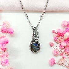 Naszyjnik Labradoryt Mini 1 stal chirurgiczna wisiorek handmade wirewrapping