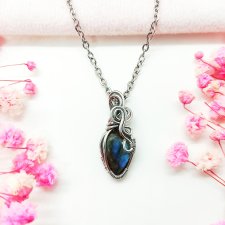 Naszyjnik Labradoryt Mini 2 stal chirurgiczna wisiorek handmade wirewrapping