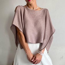 Ponczo Damskie Letnia Peleryna Plażowa Wiskozowy Sweterek Damski Na Drutach Wakacyjne Poncho do Letniej Sukienki Narzutka Boho