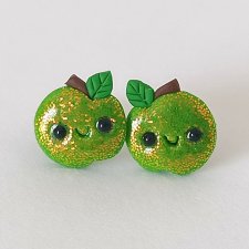 Kolczyki Zielone Brokatowe Jabłuszka