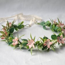 Dzikie azalie – romantyczny wianek boho z zielenią, na ślub, komunie, sesje, handmade