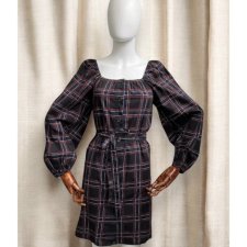Bruuns Bazaar an amazing new suff sleeves checkered dress NEVER WORN with tags