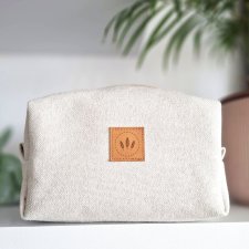 Kosmetyczka z kremowej 'lnianej' plecionki