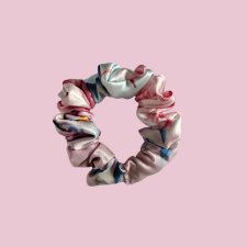 Gumka jedwabna, scrunchie, wiosenne kwiaty MINI