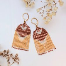Kremowe księżyce - kolczyki ze szklanych koralików w stylu boho