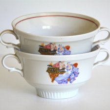 Porcelana Połonne Miseczki bulionówki prl