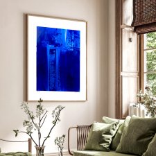 Abstrakcyjny obraz Deep Blue, akryl na papierze 42x59,4 cm, nowoczesna sztuka, ultramaryna