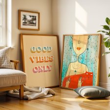 ZESTAW PLAKATÓW 2cz 40x50 cm GOOD VIBES ONLY z kotem  (set213)