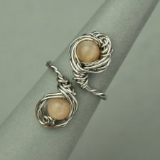 Pierścionek regulowany kamień słoneczny, wire wrapping, stal chirurgiczna