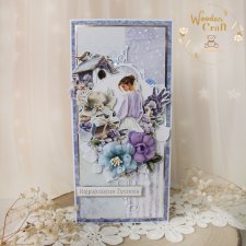 Kartka urodzinowa kobieca, prezent urodzinowy, kartka ręcznie robiona "Violet Memories 1" GOTOWA