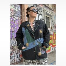 Stunning true vintage oversize 70s leather jacket embroidery Bavarian style