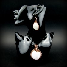 Komplet z masy perłowej wisior i kolczyki wire wrapping