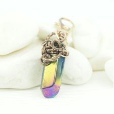 Brelok wire wrapping z kwarcem tytanowym