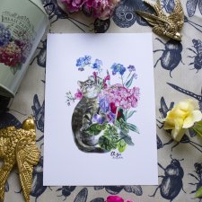 Plakat Kot w Pelargoniach