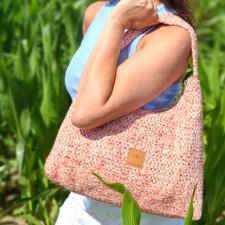 Torba Hobo na ramię z koralowej plecionki