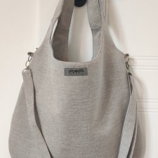 Duża damska jasna xxl torba boho worek shopper beżowo szara