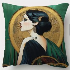 Dekoracyjna poszewka Art Deco z kobietą - jak obraz