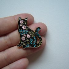 PIN PRZYPINKA BROSZKA KWIATOWY KOTEK