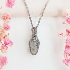 Naszyjnik Kryształ Górski stal chirurgiczna wisiorek handmade wirewrapping