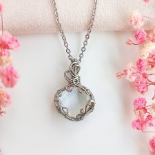 Naszyjnik Kryształ Górski stal chirurgiczna wisiorek handmade wirewrapping