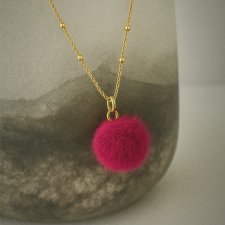 FURRY PINK - kuleczki-naszyjnik srebro złocone